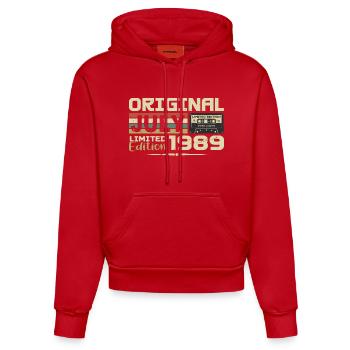 Birthday Gift July 1989 Born in July - Organic Fitted Hoodie Made in EU - red - Front