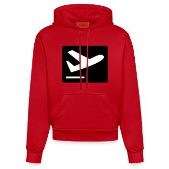Airplane taking off - Organic Fitted Hoodie Made in EU - red - Front