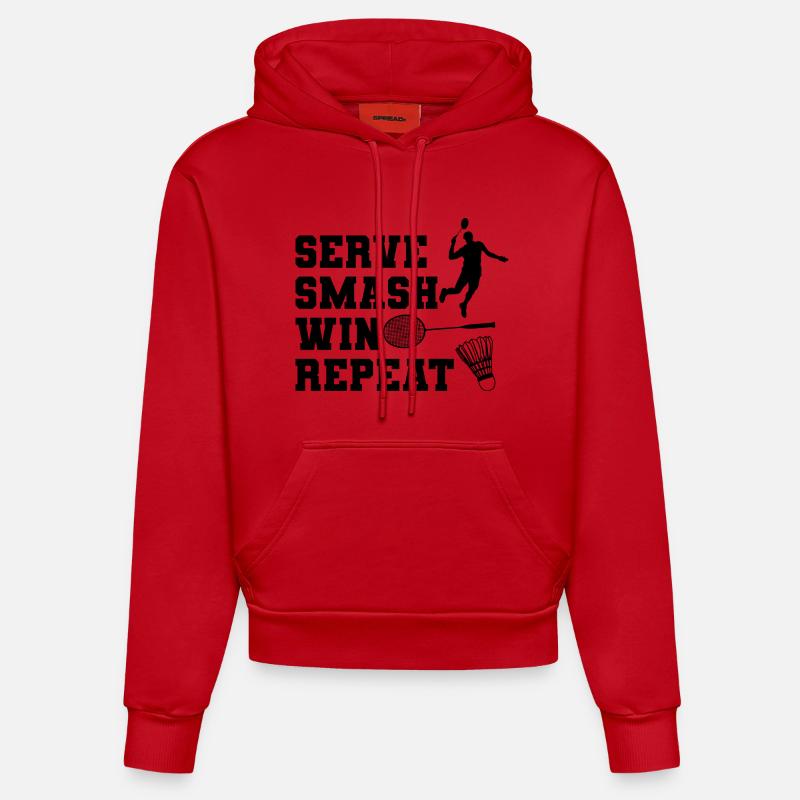 Servir Smash Win Repeat - Sweat à capuche bio ajusté fabriqué en UE - rouge