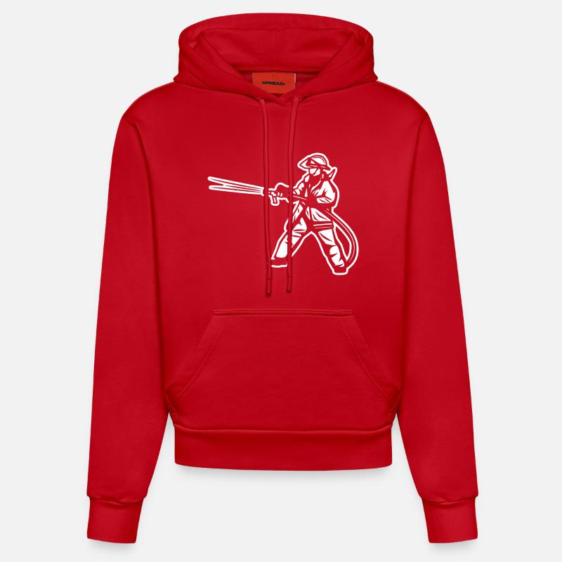 Pompier - Sweat à capuche bio ajusté fabriqué en UE - rouge