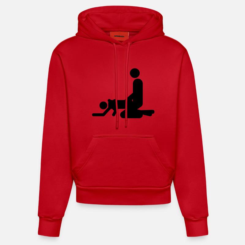 de l'arrière - Sweat à capuche bio ajusté fabriqué en UE - rouge