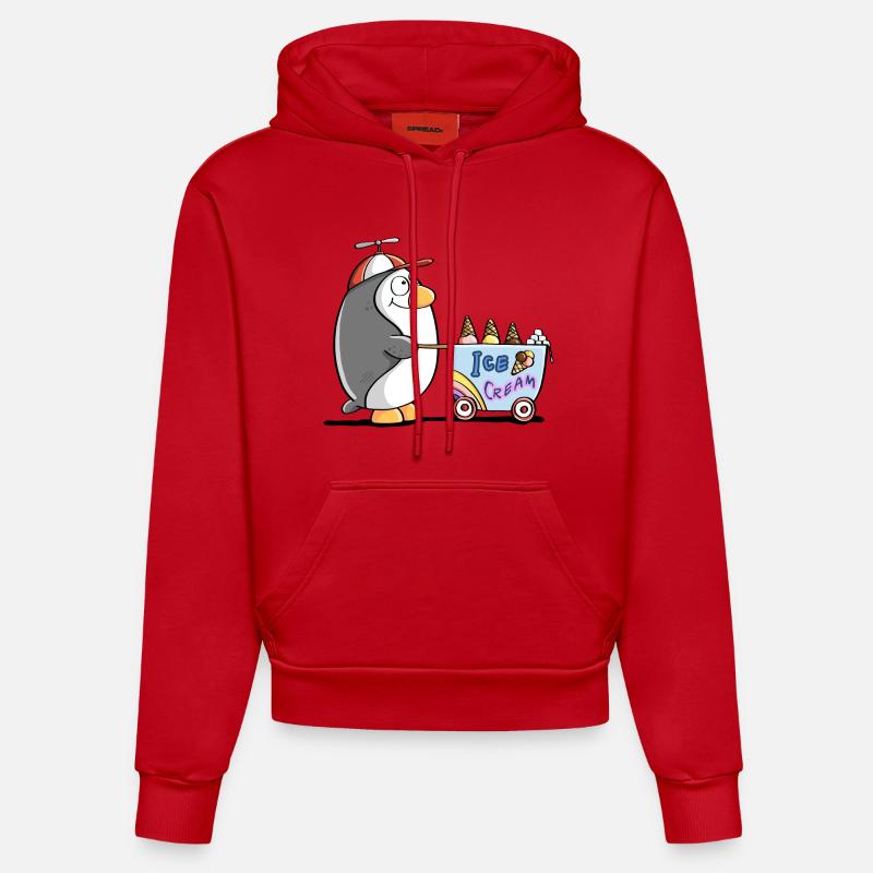 Pinguin Als Eisverkäufer - Eis - Sweat à capuche bio ajusté fabriqué en UE - rouge