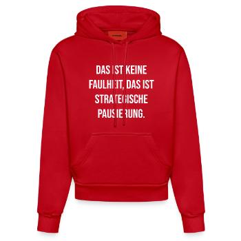 Strategische Pause Typografie - Organic Fitted Hoodie Made in EU - Rot - Vorne