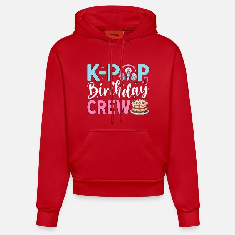 Équipe d’anniversaire K-Pop - Sweat à capuche bio ajusté fabriqué en UE - rouge