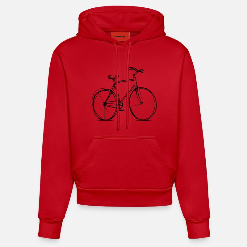 Tracé de lignes de vélo - Sweat à capuche bio ajusté fabriqué en UE - rouge