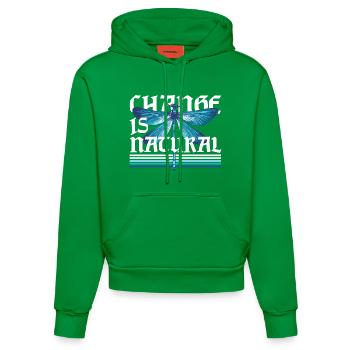 Libelle Libellen Change Is Natural - Organic Fitted Hoodie Made in EU - City Green - Vorne