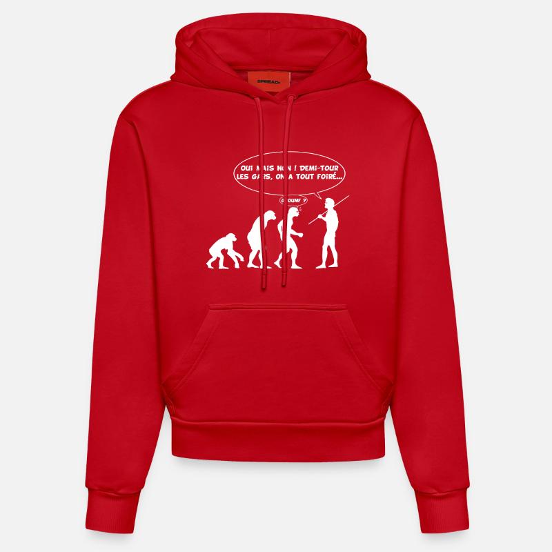 évolution inversée - Sweat à capuche bio ajusté fabriqué en UE - rouge