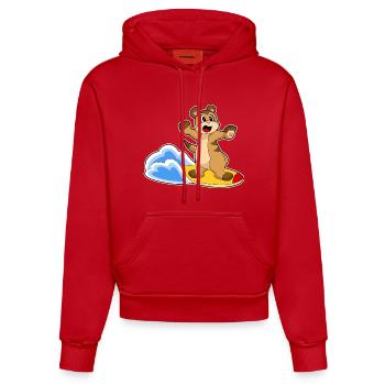 Meerkat Surfing Surfboard Summer - Organic Fitted Hoodie Made in EU - red - Front