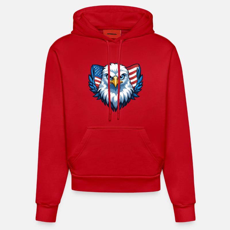 Drapeau des États-Unis Eagle Wings - Sweat à capuche bio ajusté fabriqué en UE - rouge