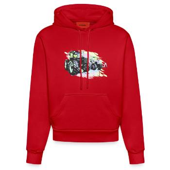 Old tractors - Organic Fitted Hoodie Made in EU - red - Front