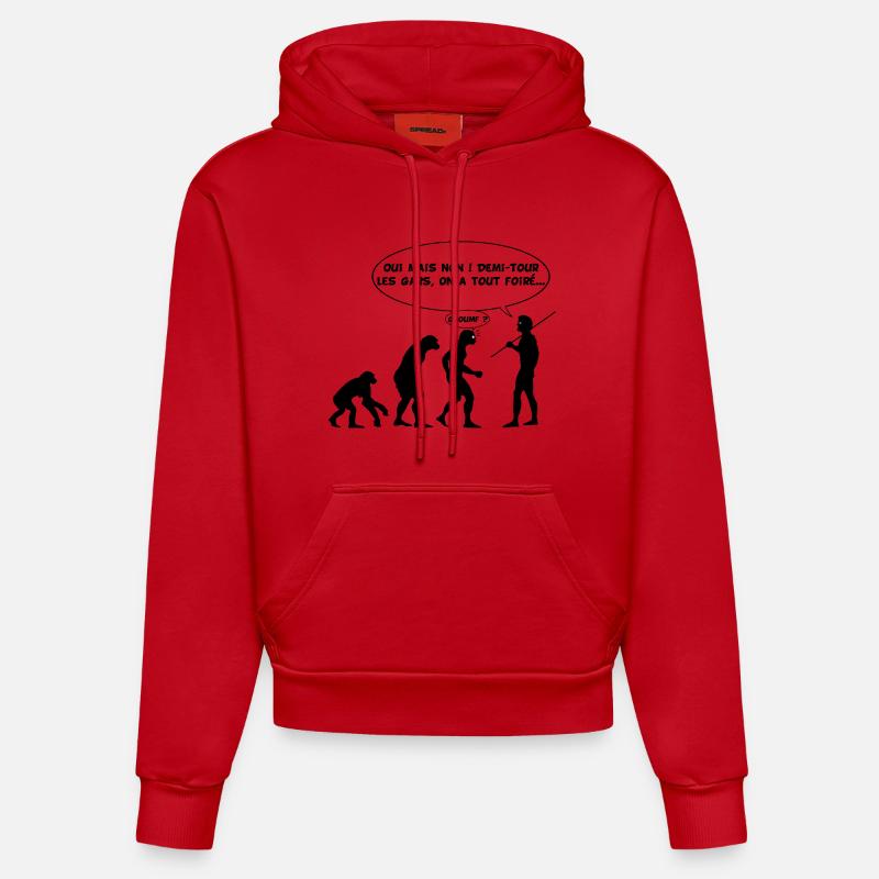 Erreur d'évolution (noir) - Sweat à capuche bio ajusté fabriqué en UE - rouge