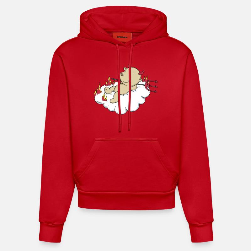Engel_Teufel03 - Sweat à capuche bio ajusté fabriqué en UE - rouge