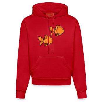 Fish Goldfish - Organic Fitted Hoodie Made in EU - red - Front