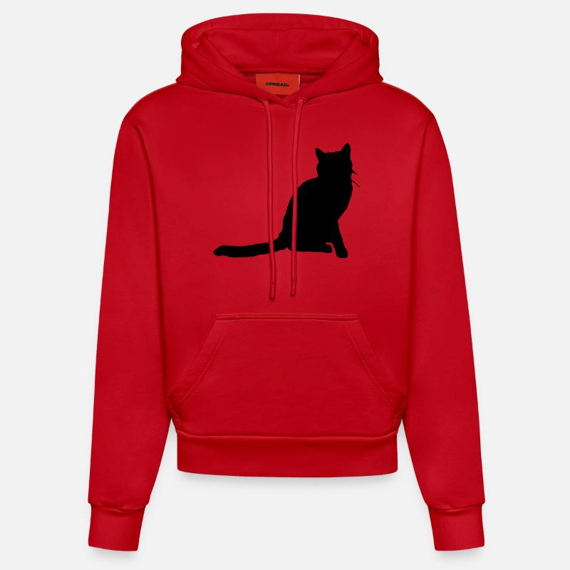 Vector Cat Silhouette - Sweat à capuche bio ajusté fabriqué en UE - rouge
