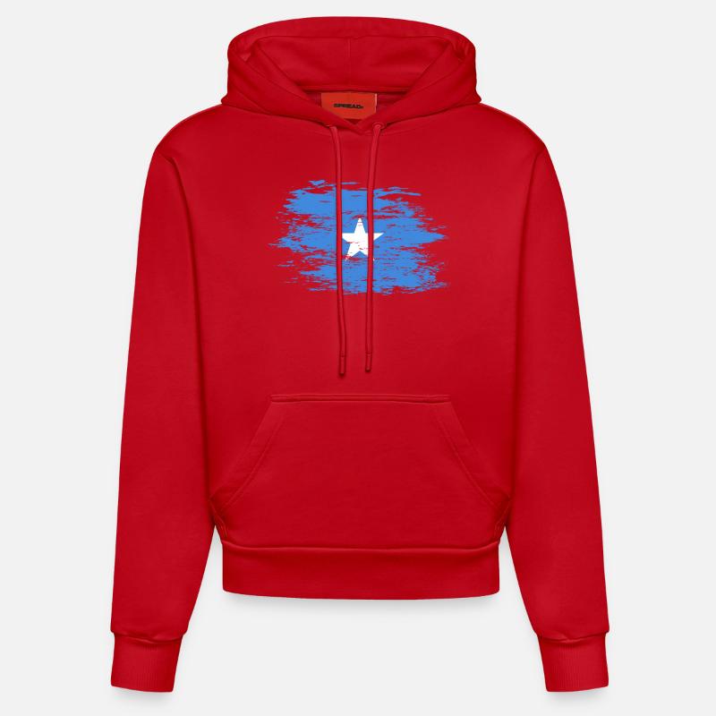 Drapeau de la Somalie utilisé - Sweat à capuche bio ajusté fabriqué en UE - rouge