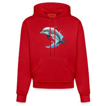 Dauphin - Mignon Ocean Pet Design - Sweat à capuche bio ajusté fabriqué en UE - rouge - Devant