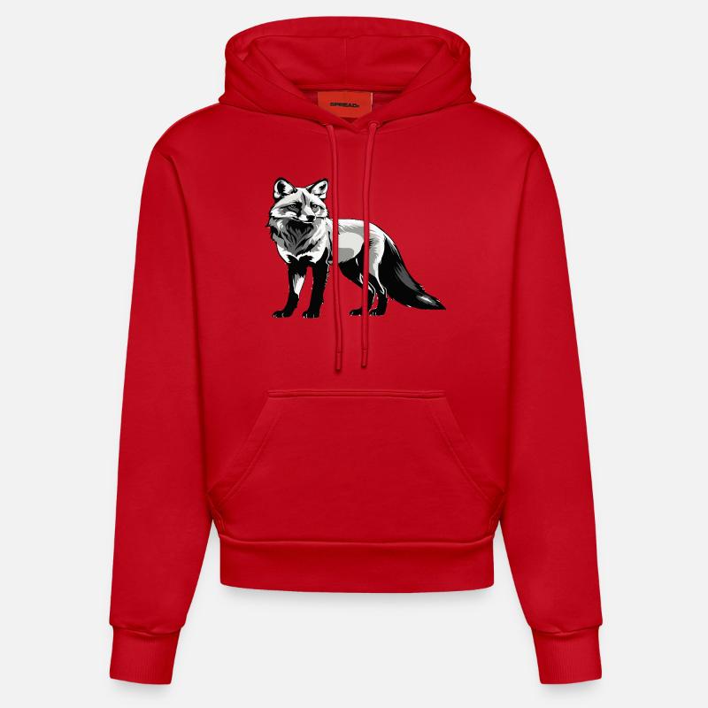 Renard - Conception d’animaux mignons - Sweat à capuche bio ajusté fabriqué en UE - rouge