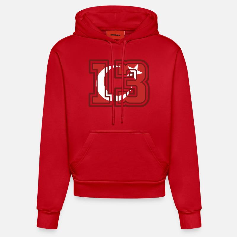 Bitlis - Sweat à capuche bio ajusté fabriqué en UE - rouge
