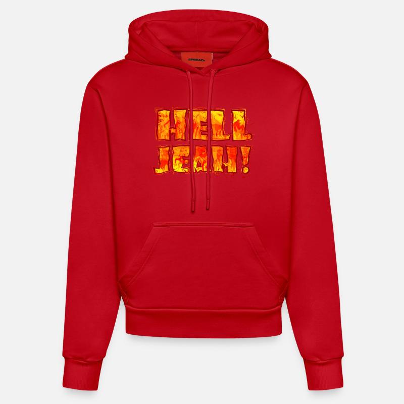 Hell Jeah! (lettrage) - Sweat à capuche bio ajusté fabriqué en UE - rouge