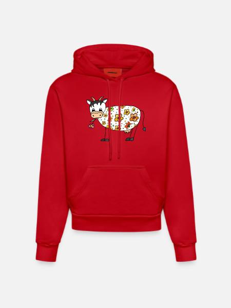 Vache - Sweat à capuche bio ajusté fabriqué en UE - rouge