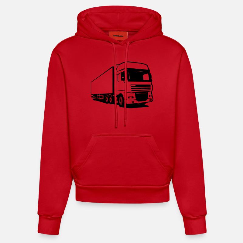 Robot de camion camion - Sweat à capuche bio ajusté fabriqué en UE - rouge