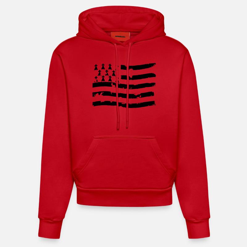 drapeau breton - Sweat à capuche bio ajusté fabriqué en UE - rouge