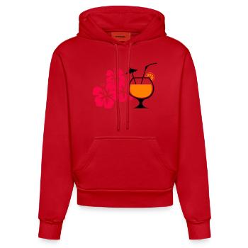 Hawaii Hibiskus Cocktail Drink - Organic Fitted Hoodie Made in EU - Rot - Vorne