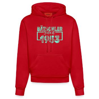 1953 - Organic Fitted Hoodie Made in EU - Rot - Vorne