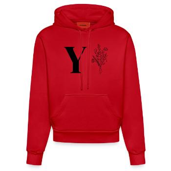 Minimalist Flowers - Organic Fitted Hoodie Made in EU - red - Front