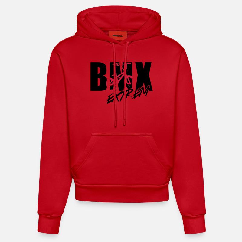 bmx 2_2c - Sweat à capuche bio ajusté fabriqué en UE - rouge