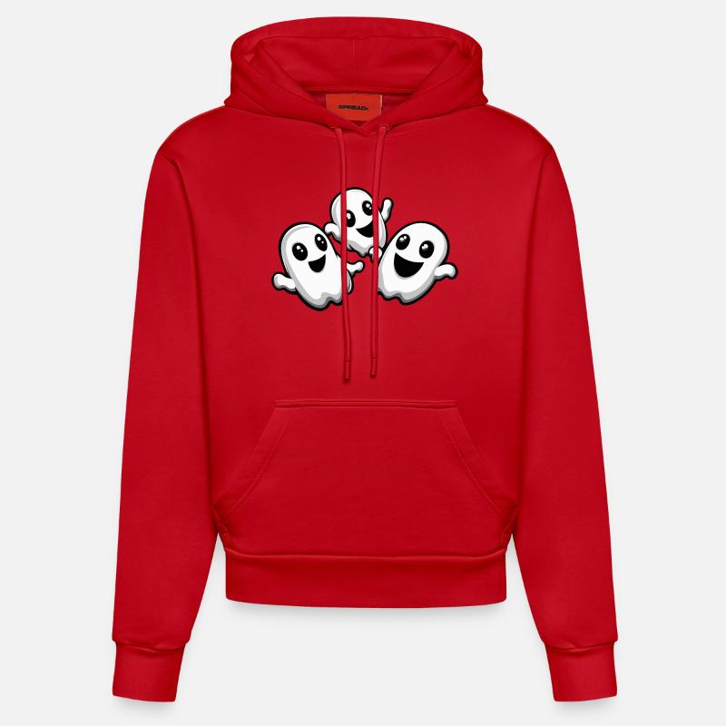 Fantômes Halloween Mignon Bébé - Sweat à capuche bio ajusté fabriqué en UE - rouge