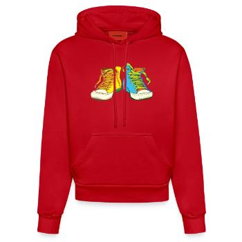 Bunte Sneaker Schuhe - Organic Fitted Hoodie Made in EU - Rot - Vorne