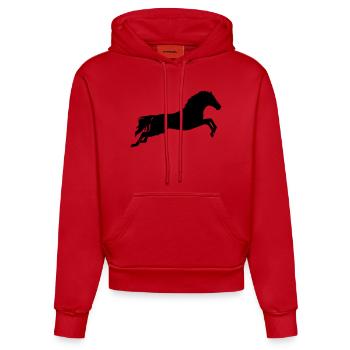 horse - Organic Fitted Hoodie Made in EU - red - Front