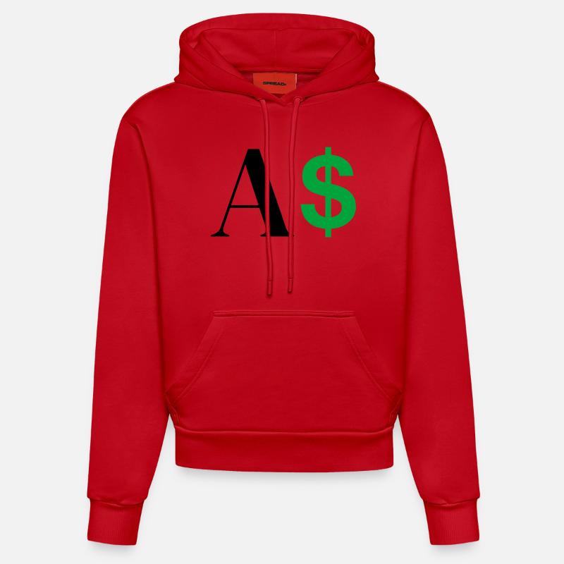Lettre a dollar - Sweat à capuche bio ajusté fabriqué en UE - rouge