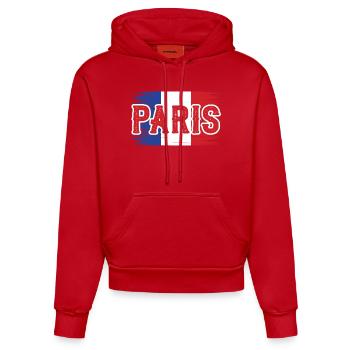On est bien à Paris! - Sweat à capuche bio ajusté fabriqué en UE - rouge - Devant