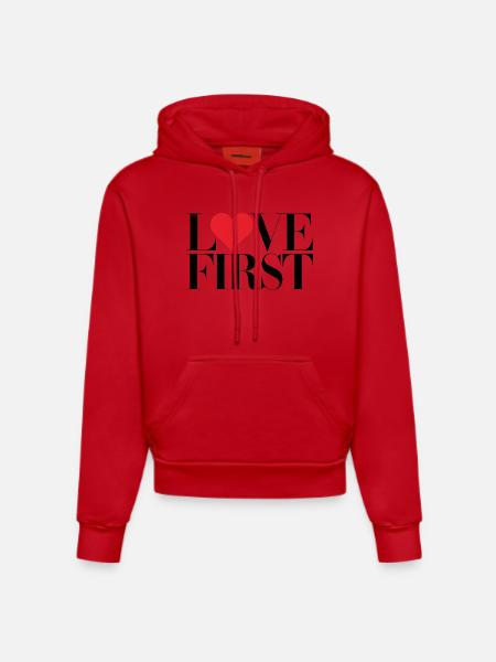 love first - Organic Fitted Hoodie Made in EU - Rot