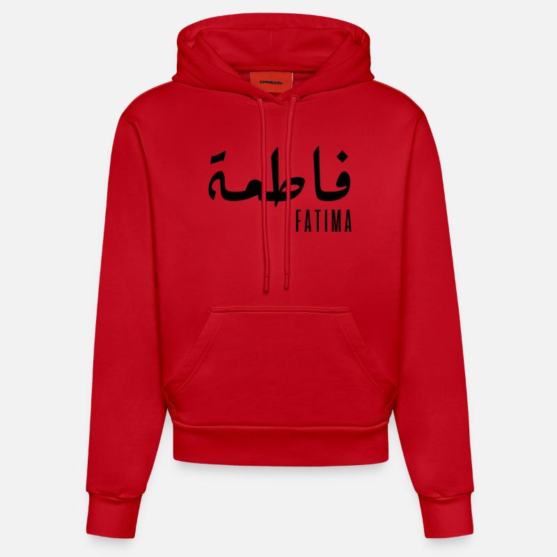 Fatima prénom en arabe - Sweat à capuche bio ajusté fabriqué en UE - rouge