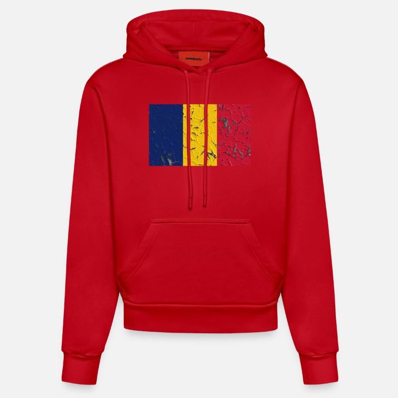 Tchad - Sweat à capuche bio ajusté fabriqué en UE - rouge