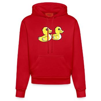 2 Ducks Swimming Water Couple Two Friends Team - Organic Fitted Hoodie Made in EU - red - Front