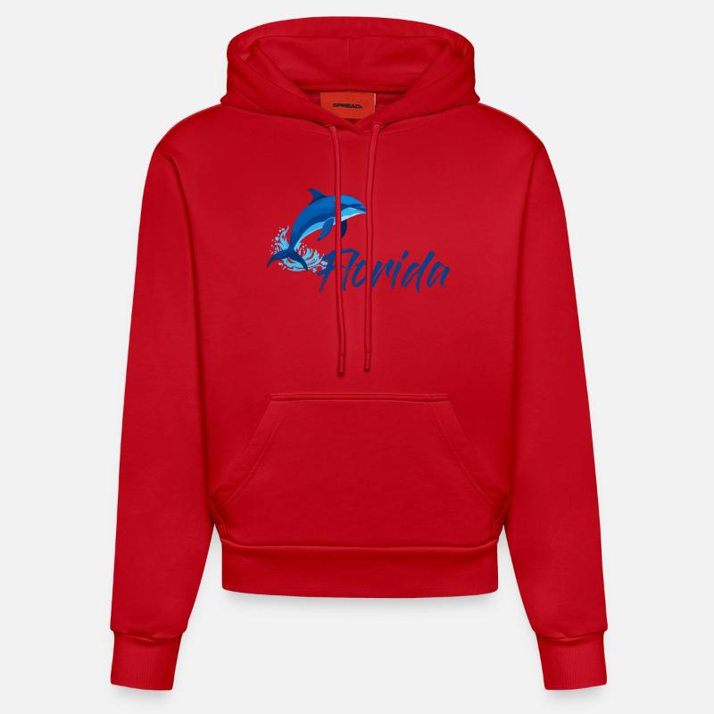 Vacances à Dolphin Florida - Sweat à capuche bio ajusté fabriqué en UE - rouge