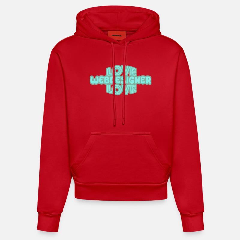 Dire concepteur de sites Web - Sweat à capuche bio ajusté fabriqué en UE - rouge