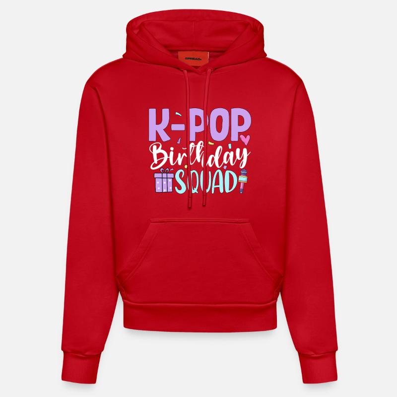 Équipe d’anniversaire K Pop - Sweat à capuche bio ajusté fabriqué en UE - rouge