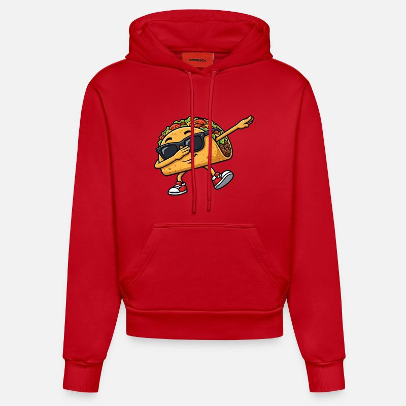 Taco à tamponner - Sweat à capuche bio ajusté fabriqué en UE - rouge