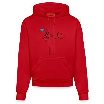 Ilja nom Prénom Calligraphie coeur - Sweat à capuche bio ajusté fabriqué en UE - rouge - Devant