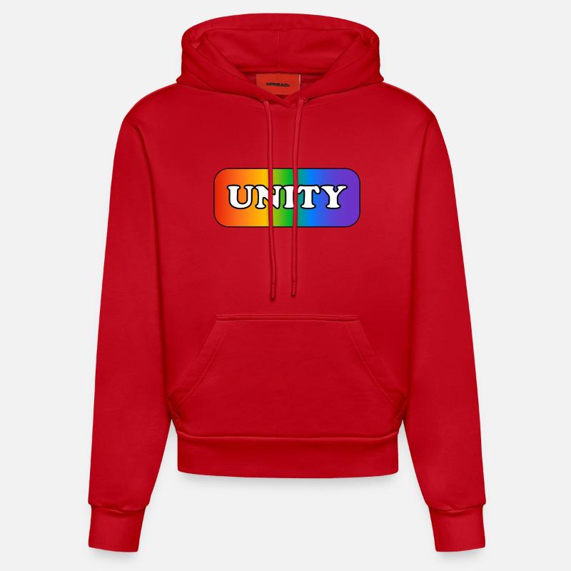 Fierté LGBTQ arc-en-ciel de l’unité - Sweat à capuche bio ajusté fabriqué en UE - rouge
