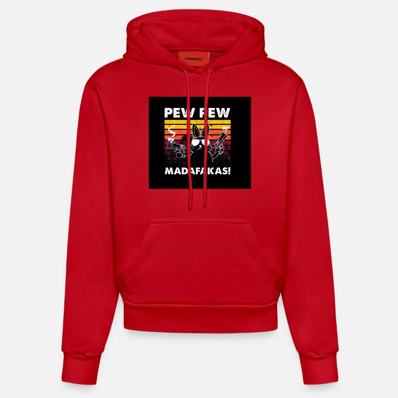 Masque de banc de lapin - Sweat à capuche bio ajusté fabriqué en UE - rouge