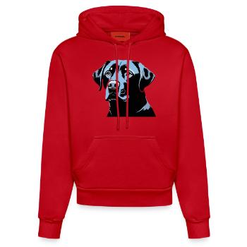Labrador Retriever Head - Pet Dog Sticker - Organic Fitted Hoodie Made in EU - red - Front