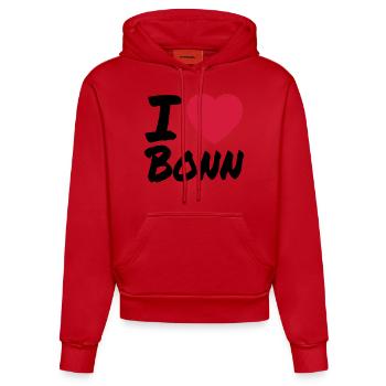 I Love Bonn - Organic Fitted Hoodie Made in EU - Rot - Vorne