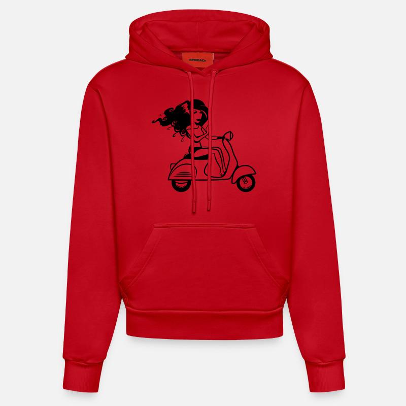 motorroller mädchen sexy - Sweat à capuche bio ajusté fabriqué en UE - rouge