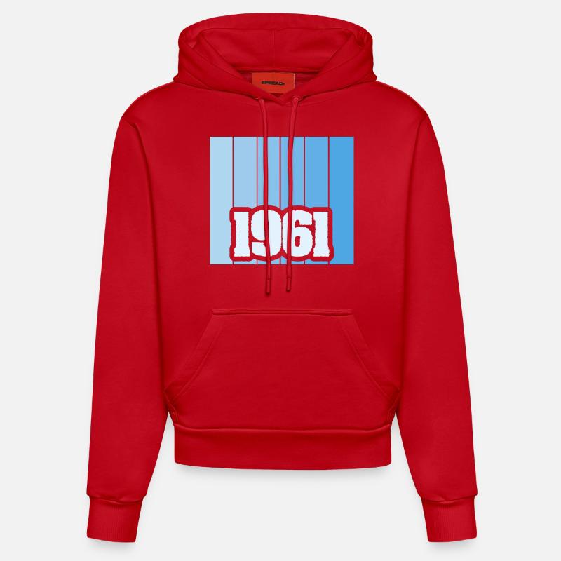 1961 - Sweat à capuche bio ajusté fabriqué en UE - rouge